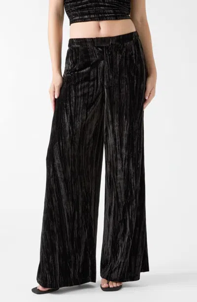 Guess Arlowe Crushed Velvet Wide Leg Pants In Black