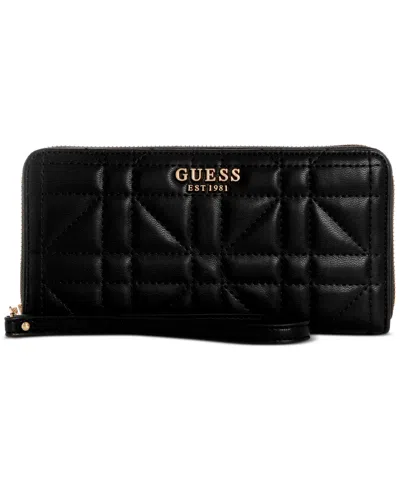 Guess Assia Large Zip Around Wallet In Black