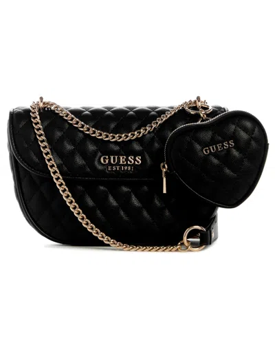 Guess Atabey Convertible Small Flap Bag In Black