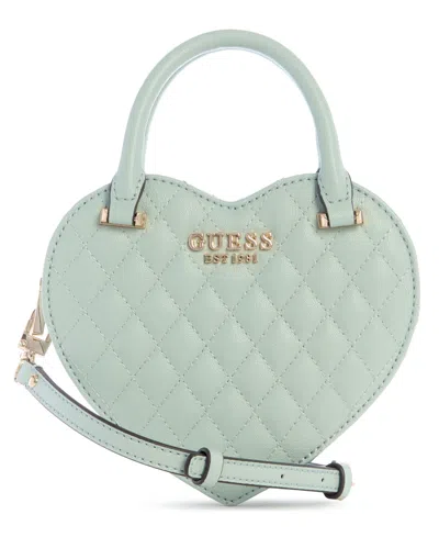 Guess Atabey Mini Heart Crossbody Bag In Green