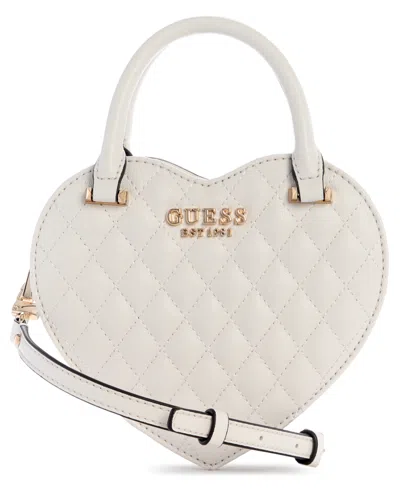 Guess Atabey Mini Heart Crossbody Bag In White