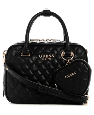 Guess Atabey Small Boxy Satchel Bag In Black