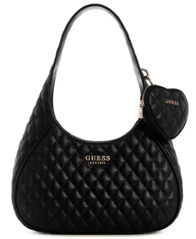 Guess Atabey Zip Top Small Hobo Bag In Black
