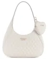 Guess Atabey Zip Top Small Hobo Bag In White