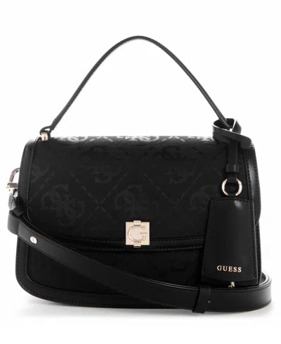 Guess Audrey Logo Small Flap Crossbody Handbag In Black