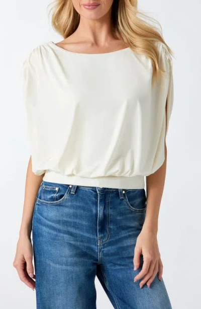 Guess Aundrea Draped Knit Top In White