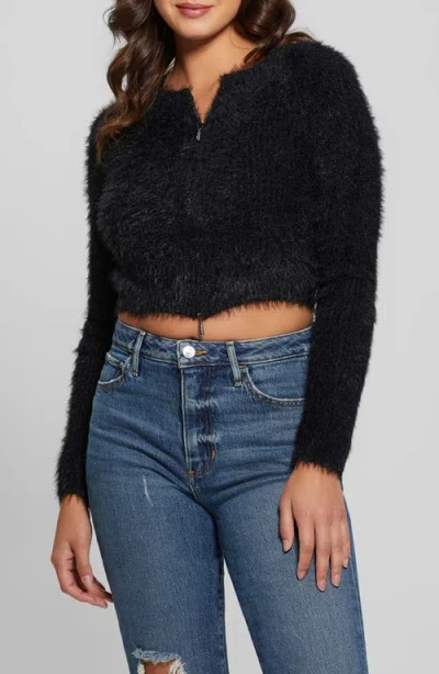 Guess Avery Zip Cardigan In Jet Black