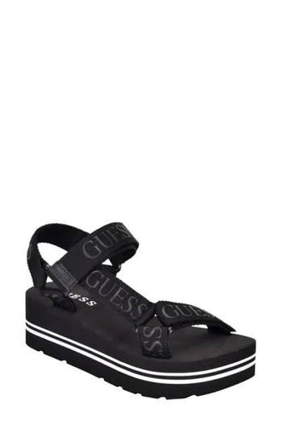 Guess Avin Platform Sandal In Black