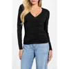 Guess Ayleen Ruched Long Sleeve Jersey Top In Black