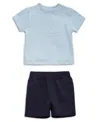 Guess Baby Boy 2-piece Short Sleeve T-shirt And Active Short In Blue