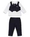 Guess Baby Boy T-shirt With Attached Vest And Matching Pant, 2-piece Set In White