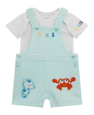 Guess Baby Boys 2-piece Bodysuit And Terry Overall Set