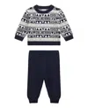 Guess Baby Boys 2-piece Long Sleeve Crew Neck Sweater And Pant Set In Multi