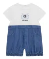 Guess Baby Boys 2-piece Mixed Media Chambray Shortall Set In White