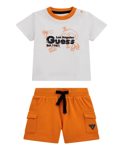 Guess Baby Boys 2-piece Short Sleeve T-shirt And Active Shorts Set