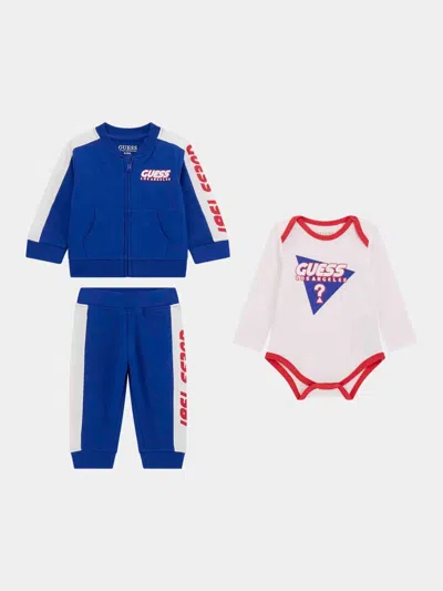 Guess Baby Boys 3 Piece Tracksuit Set In Blue