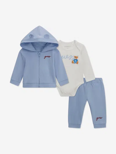 Guess Baby Boys 3 Piece Tracksuit Set In Blue