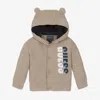 GUESS BABY BOYS BEIGE COTTON KNITTED CARDIGAN