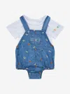 Guess Embroidered Denim Romper Set In Blue