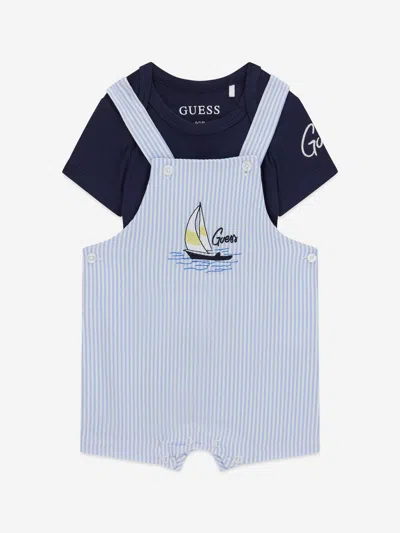 Guess Baby Boys Bodysuit And Seersucker Romper In Blue