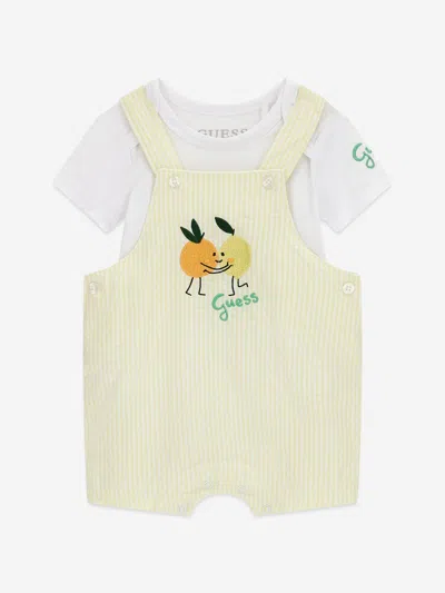 Guess Baby Boys Bodysuit And Seersucker Romper In Yellow