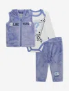 Guess Logo-patch Fleece Babygrow Set In Purple