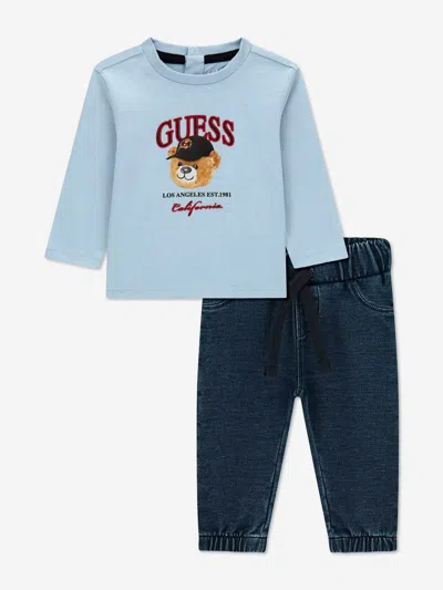 Guess Baby Boys Denim Pants Set In Blue