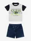 Guess Baby Boys Denim Short Set In White