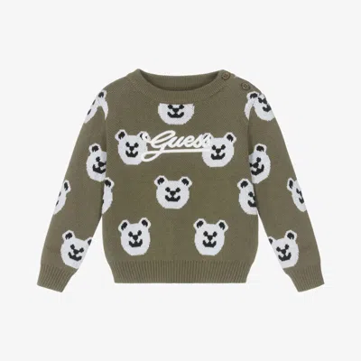 Guess Baby Boys Green Cotton Bear Sweater