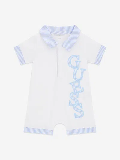Guess Baby Boys Logo Romper In Blue