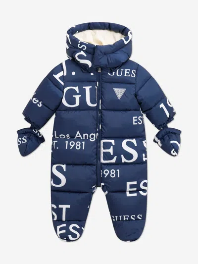 Guess Kids' Baby Boys Logo Snowsuit In Blue