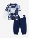 Guess Baby Boys Long Sleeve T-shirt And Joggers Set In Blue