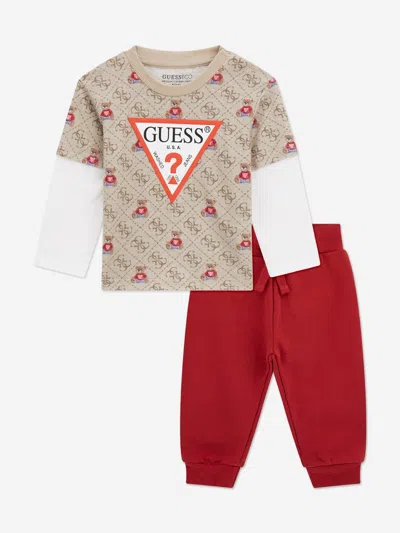 Guess Baby Boys Long Sleeve T-shirt And Joggers Set In Multi