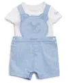 Guess Baby Boys Short Sleeve Bodysuit And Bear Shortall, 2-piece Set In White