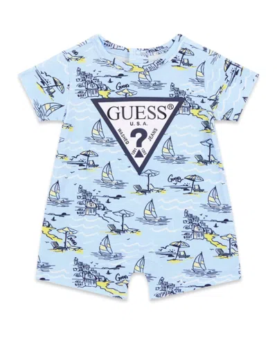 Guess Baby Boys Sea City Romper In Blue