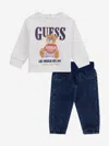 Guess Baby Boys Sweater And Denim Pants Set In Multi