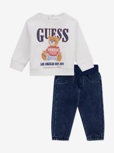 Guess Baby Boys Sweater And Denim Pants Set In Multi