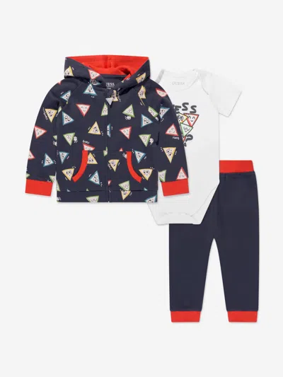 Guess Baby Boys Sweatshirt Pants And Body Set In Blue