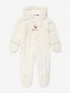 Guess Baby Faux Fur Snowsuit In Ivory