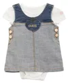 Guess Baby Girl 2-piece Jersey Bodysuit And Denim Skirt In White