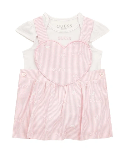 Guess Baby Girl Short Sleeve Bodysuit And Short Set In White