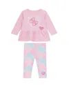 Guess Baby Girls 2-piece Long Sleeve T-shirt And Printed Legging Set In Pink