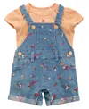 Guess Baby Girls 2-piece Short Sleeve Bodysuit And Stretch Denim Overall Set