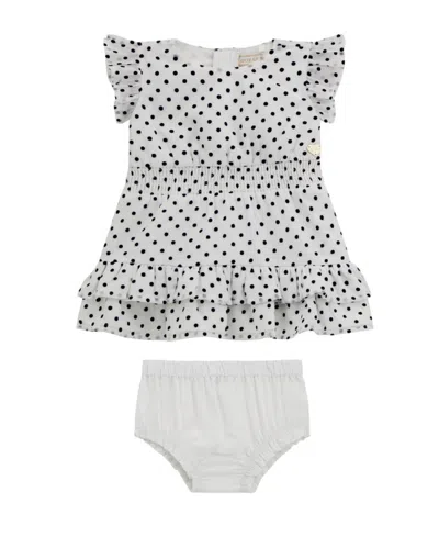 Guess Baby Girls 2-piece Short Sleeve Chiffon Dress And Coordinating Bloomer Set In White