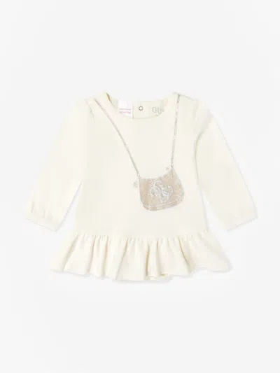 Guess Baby Girls Bag Print Dress In White