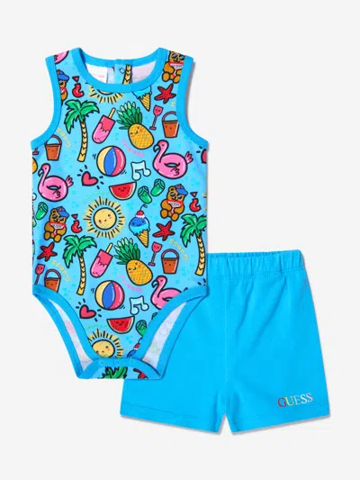 Guess Baby Girls Bodysuit And Shorts Set 0 - 3 Mths Pink In Multi