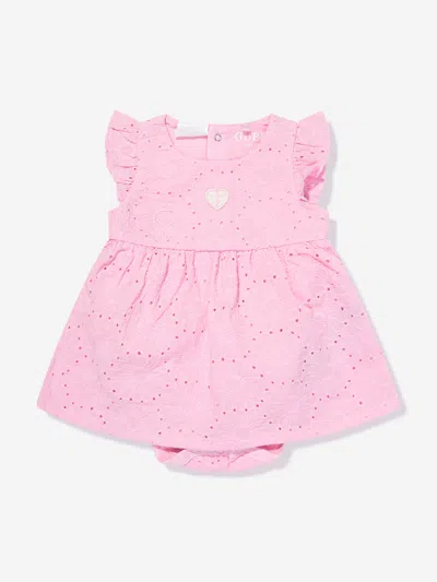 Guess Babies' 马德拉刺绣棉连衣裙 In Pink