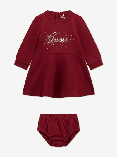 Guess Baby Girls Dress With Knickers Set In Burgundy