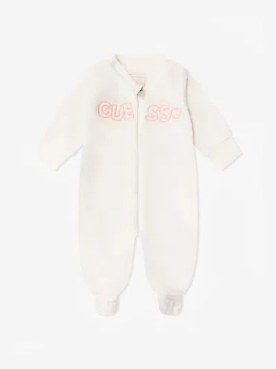 Guess Baby Girls Faux Fur Babygrow In White