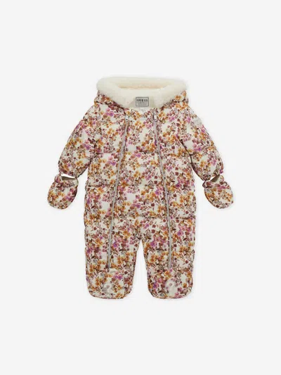Guess Kids'  Baby Girls Floral Snowsuit In Pink